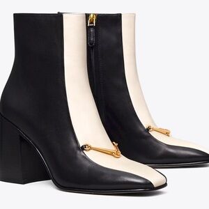 Tory Burch Equestrian Link Boot in Perfect Black/New Cream 7.5 NIB